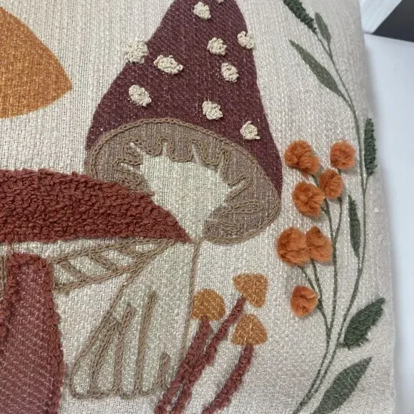 Lux Loom Mushroom Pillow Hand Woven Cotton Shroom Serenity Neutrals 14"x 20" - Picture 11 of 16